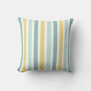 Coussin Motif turquoise moderne de rayures d'or d'Aqua