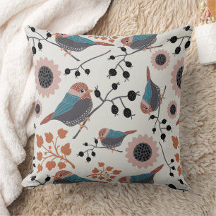 Coussin Motif Turquoise rose Pickadee Birds
