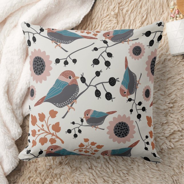 Coussin Motif Turquoise rose Pickadee Birds (Couverture)