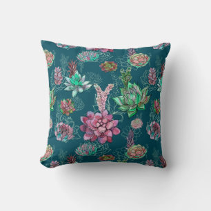 Coussin Motif Turquoise Turquoise Succulent