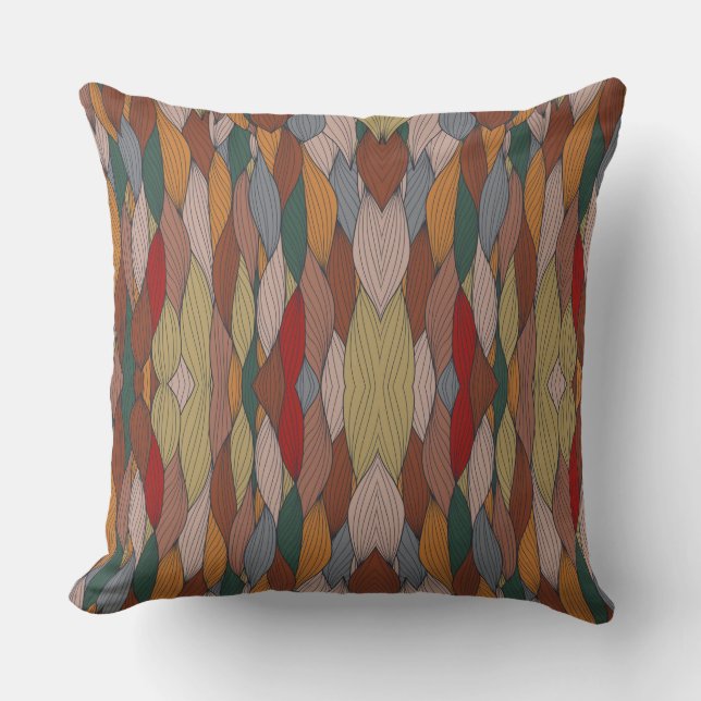 Coussin Motif unique Wavy avec rose orange Brown vert (Recto)