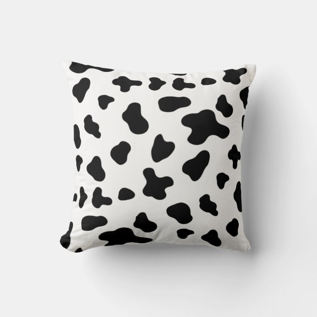 Coussin Motif vache noir et blanc de campagne  (Recto)