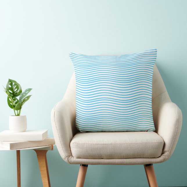 Coussin Motif Vague Bleue (Chaise)