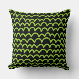 Coussin Motif vague - Martian Green sur noir