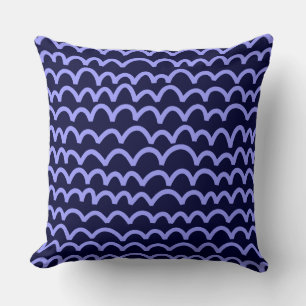 Coussin Motif vague - Pastel Blue sur Deep Navy 000033