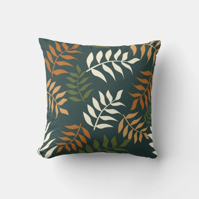 Coussin Motif vectoriel de feuille sarcelle tropicale (Recto)