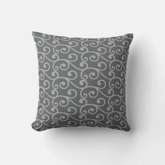 Coussin Motif vectoriel tourbillon gris clair sur gris (Recto)