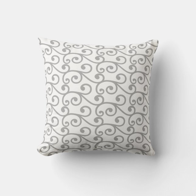 Coussin Motif vectoriel tourbillonnant gris clair sur fond (Recto)