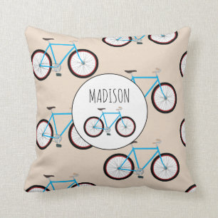 Coussin Motif vélo Nom personnalisé