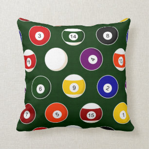 Coussin Motif vert de billards de boule de piscine