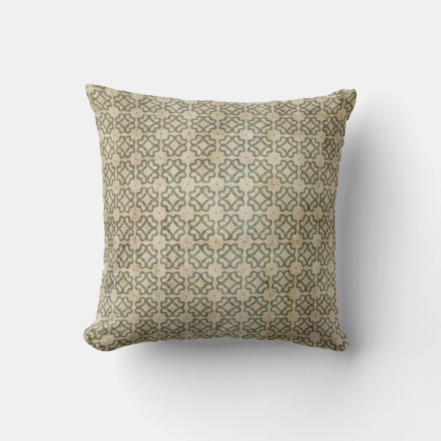 Coussin Motif vert et beige sale (Recto)