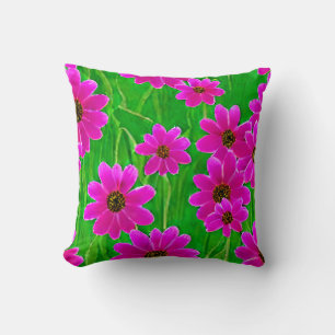 Coussin Motif vert et rose vif