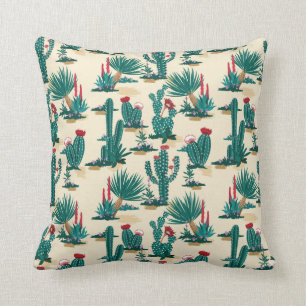 Coussin Motif vert et rouge de cactus