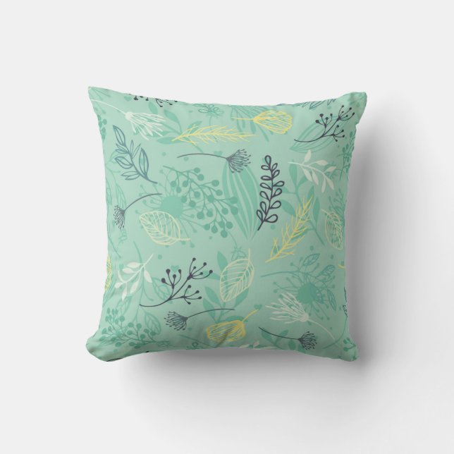 Coussin Motif vert feuillage élégant (Recto)