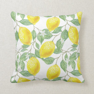 Coussin Motif vert Feuille jaune citron