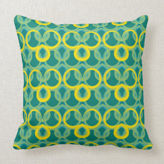 Coussin motif vert jaune géométrique Abstrait