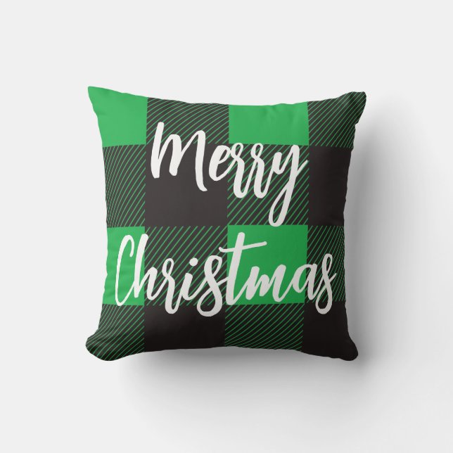 Coussin Motif vert Joyeux Noël (Recto)