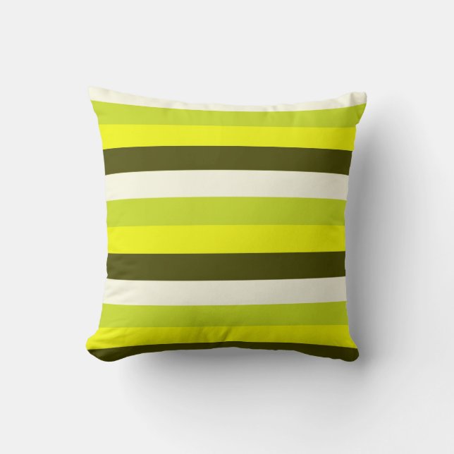 Coussin Motif vert Olive White Stripes (Recto)