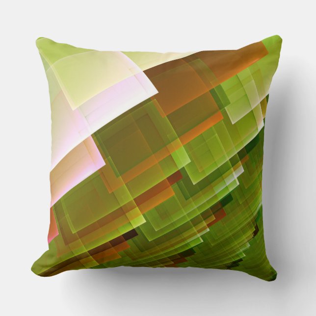 Coussin Motif vert orange abstrait géométrique (Recto)