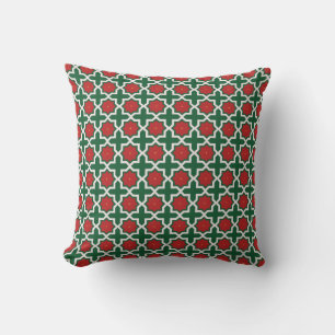 Coussin Motif Vert Rouge et Blanc de Noël