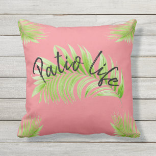 Coussin Motif vert tropical de fougères de la vie de patio