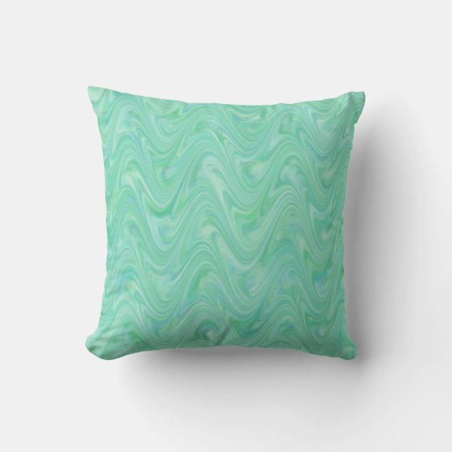 Coussin Motif vert Turquoise marbling (Recto)