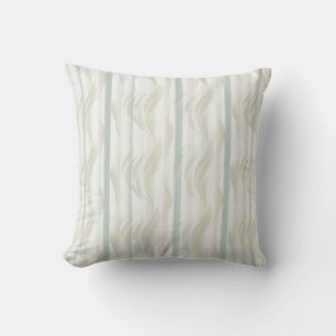 Coussin Motif vert vertical et feuillage beige