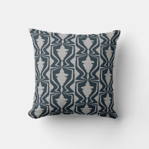 Coussin Motif vertical de vague sonore grise sur fond mari