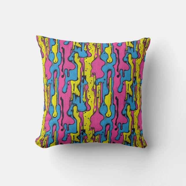 Coussin "Motif vibrant à gouttes d'art pop rétro  (Recto)