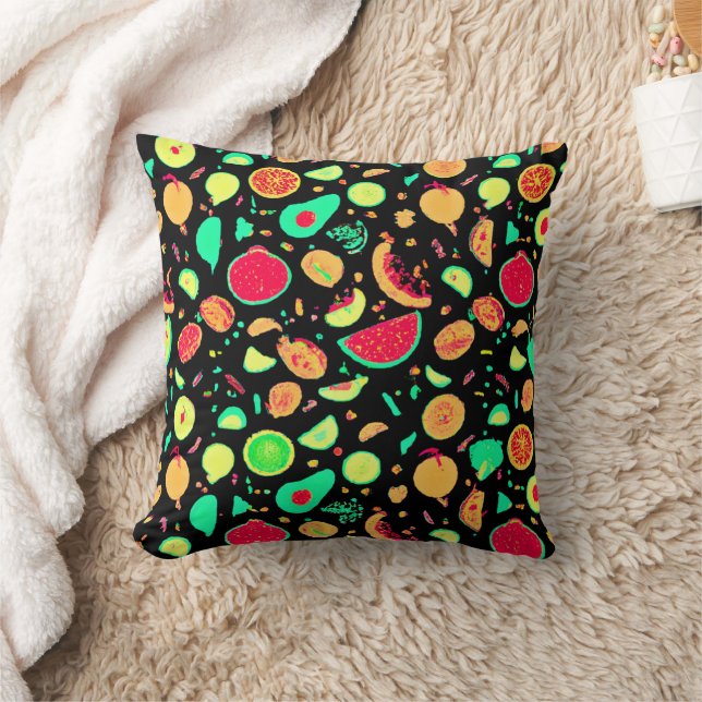 Coussin Motif vibrant de fruits de néon (Couverture)