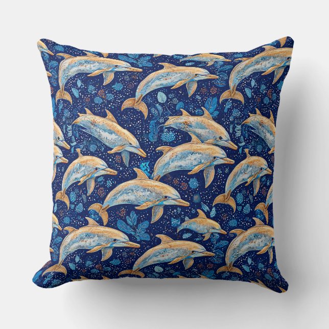 Coussin Motif vibrant des dauphins (Recto)