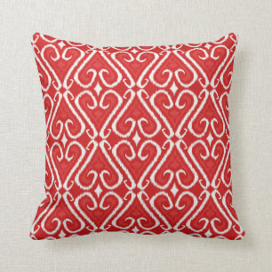 Coussin Motif vibrant d'ikat en rouge et or
