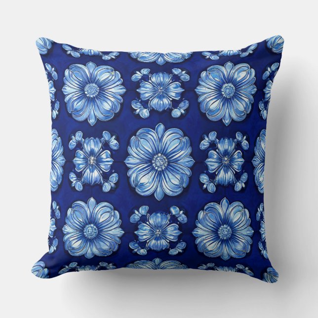 Coussin Motif vibrant multicolore bleu (Recto)