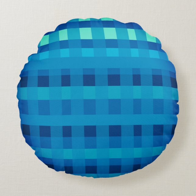 Coussin motif vichy bleu (Devant)