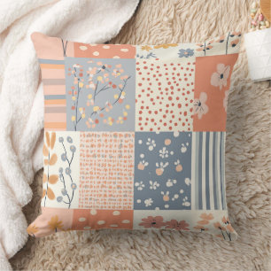 Coussin Motif vintage à écailles florales - Pastel (9)
