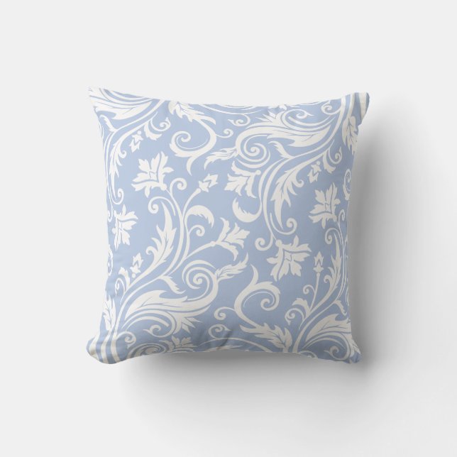 Coussin Motif vintage bleu-clair de damassé (Recto)