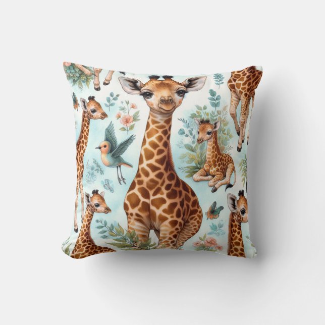 Coussin Motif vintage Cute Baby Giraffe  (Recto)