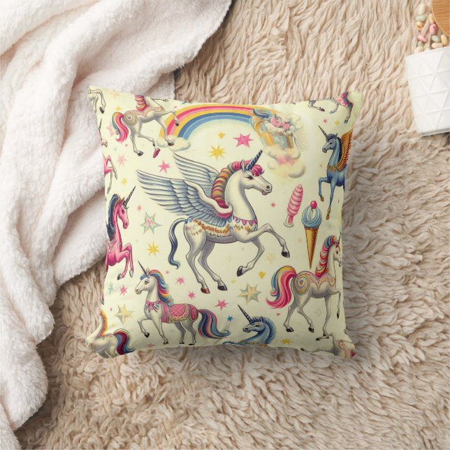 Coussin Motif vintage Cute Unicorn (Couverture)