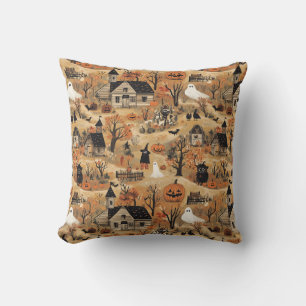 Coussin motif vintage de la ferme d'halloween