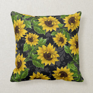 Coussin Motif vintage de tournesol