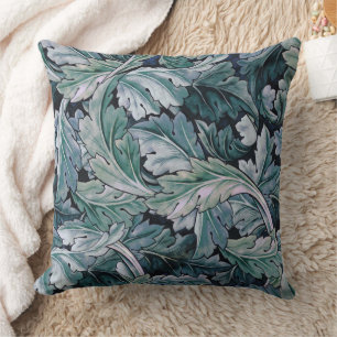 Coussin Motif vintage feuille d'acanthe bleue de William M
