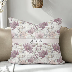 Coussin Motif vintage Floral Newspaper