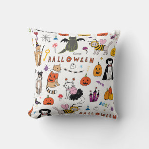 Coussin Motif Vintage Halloween Cats