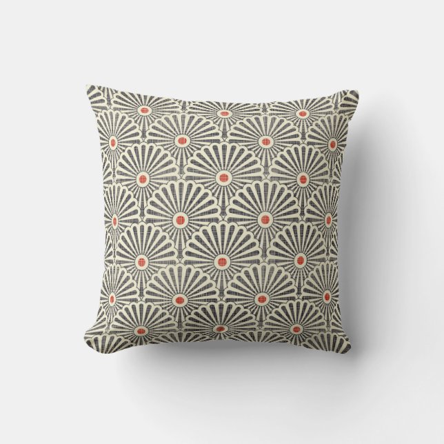 Coussin Motif vintage japonais, texture transparente. (Recto)