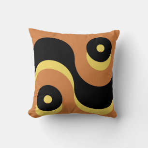 Coussin Motif vintage jaune et noir vague