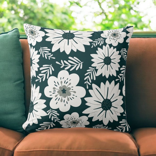 Coussin Motif Vintage noir et blanc rétro (Créateur téléchargé)