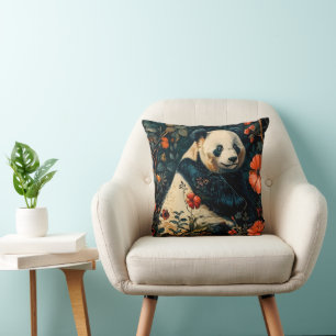 Coussin Motif vintage Panda Forêt Floral Jardin