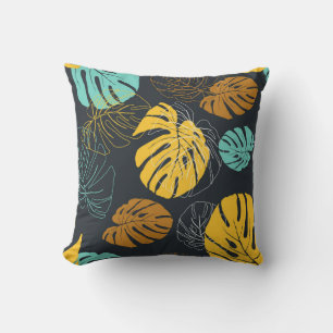 Coussin Motif Vintage papier peint feuille tropicale