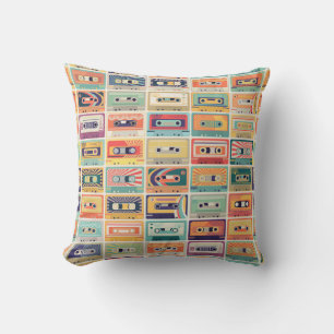 Coussin Motif Vintage Retro Cassette Tapes