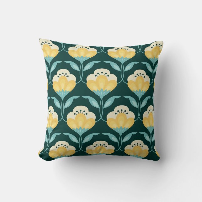 Coussin Motif Vintage rétro Floral (Recto)